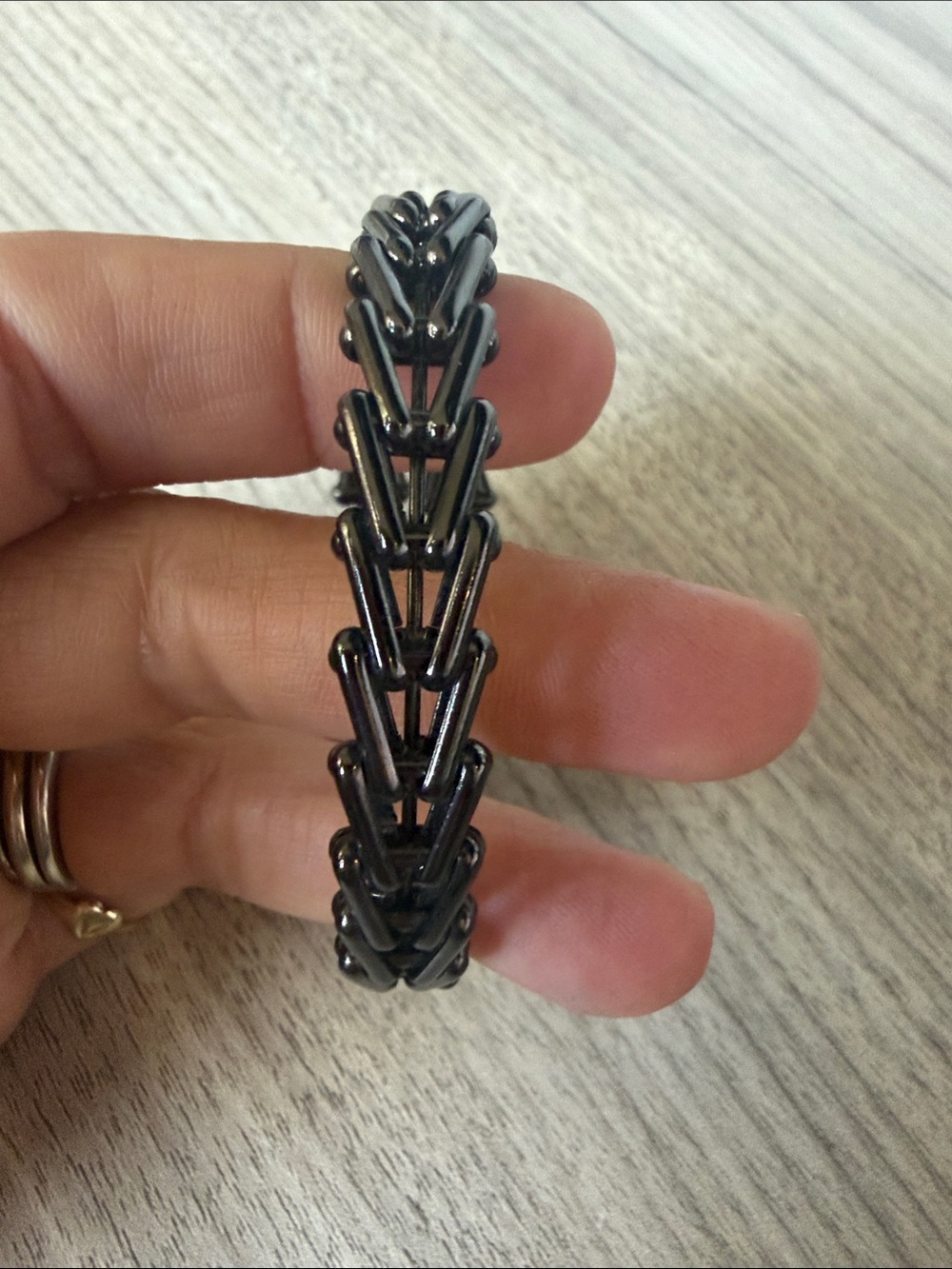 Alex and Ani Black Chevron Link Bracelet